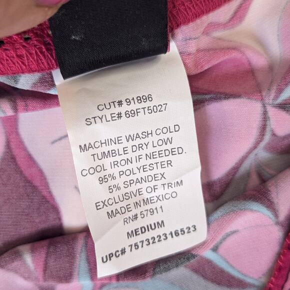 Y2K Vintage Wrapper Jersey Knit Abstract Floral Print Skirt Pink and Black M - Picture 5 of 11